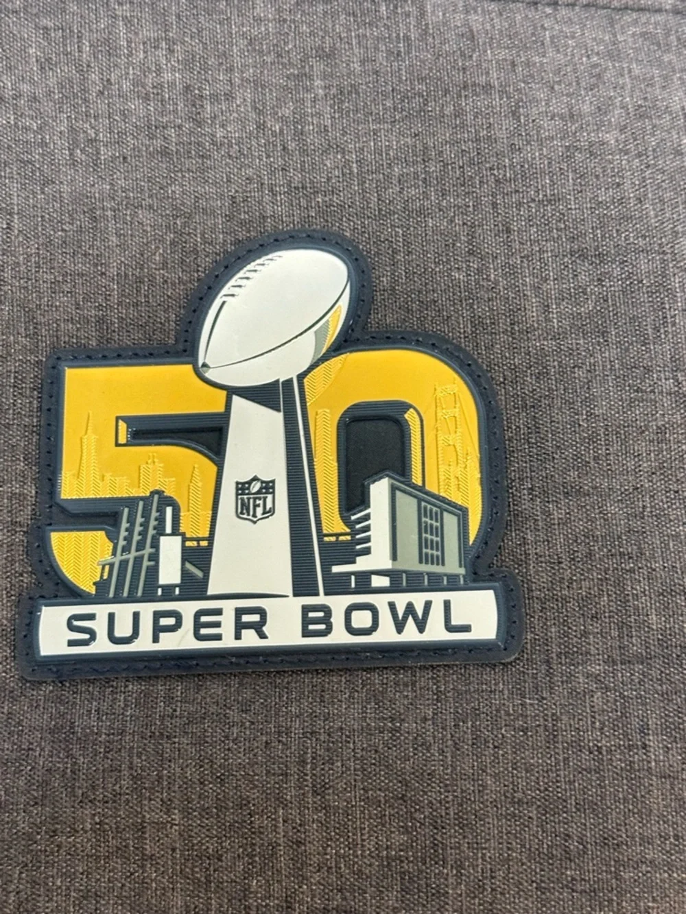 NFL Super Bowl 50 Commemorative Tote Bag Heather Gray Gold Anniversary Weekender